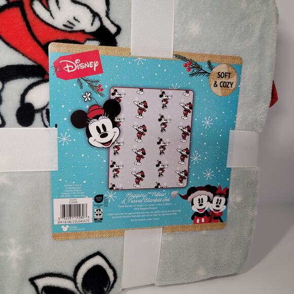 Nogginz Minnie Mouse Christmas Pillow Fleece Travel Blanket Set Holiday Gift - Picture 3 of 8
